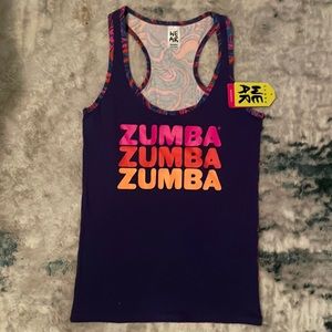New Zumba tank top with tags. Purple with pink orange and peach color.